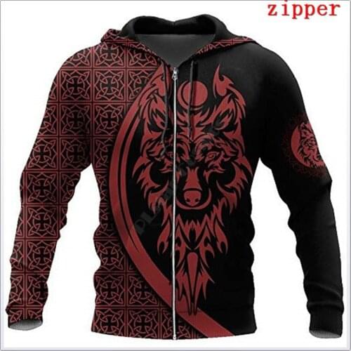 Viking Tattoo 3D Hoodies Printed Harajuku Coat Jacket Men For Women Fashion Zipper hoodies Drop Shipping 14