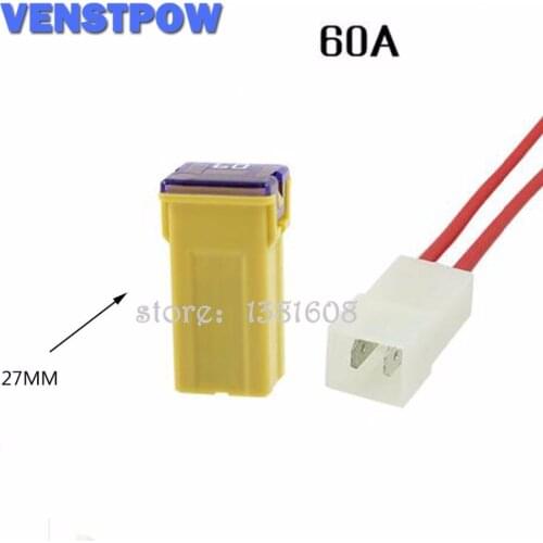 1PC 60A Waterproof Insurance Auto Square Fuse Tube PEC JT for Car Air Conditioning Insurance Fan + 2 Pins Socket