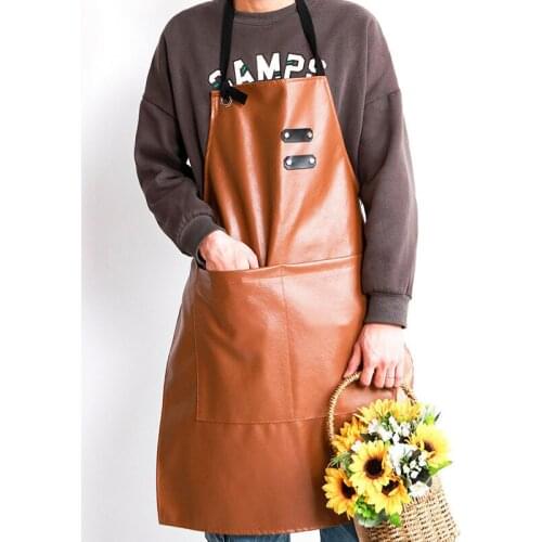 Waterproof Apron Work Fashion PU Home Kitchen Cooking Oil-proof Men Restaurant Work Clothes Custom Logo Printing