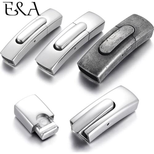Stainless Steel Bayonet Clasp Hole 10*5mm Curved Leather Cord Clasps Pushlock Snap Buckle Bracelet Jewelry Making DIY Supplies