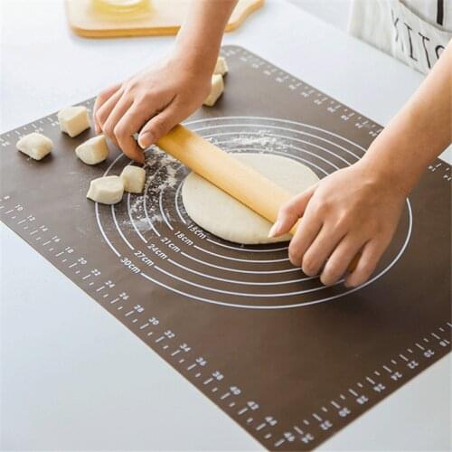 1PC Coffee Color Silicone Kneading Pad Baking Mat Pizza Dough Flour Non-stick Rolling Mat Food Non Slip Enamel Kitchen Tools