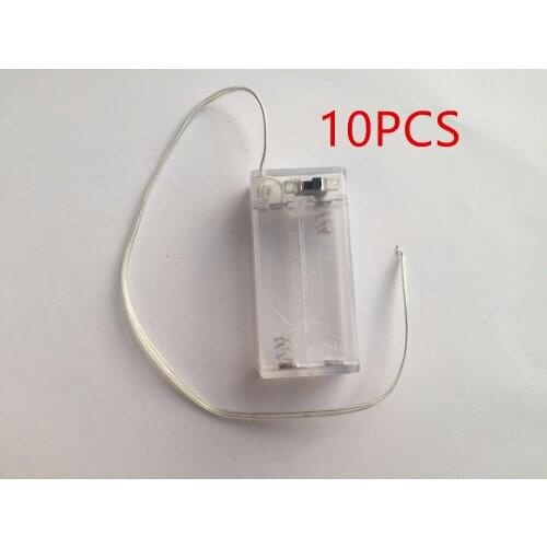 10PCS 3V Environmental ABS Material Transparent Battery Box 2xAA Battery Holder With NO/OFF Button Switch &Wire Lead