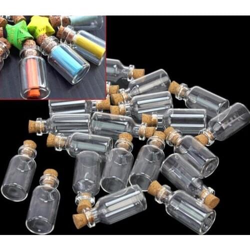 10pcs Mini Small Glass Bottles with Clear Cork Stopper Jars Tiny Wedding Vials Message Favor Containers Jewelry 24x12mm/11*22mm