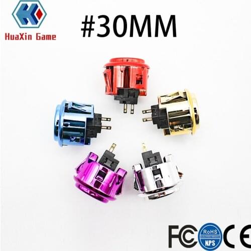 10PCS LOT Copy SANWA OBSF-30 Multi Plating Gold Silver Button For USB MAME Controller, Arcade Joystick Pandora box Games Console
