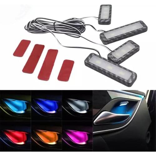 DC 12V Car Ambient LED Light Auto Inner Door Bowl Handle Armrest Light Car Door Interior Decorative Atmosphere Lamp Universal