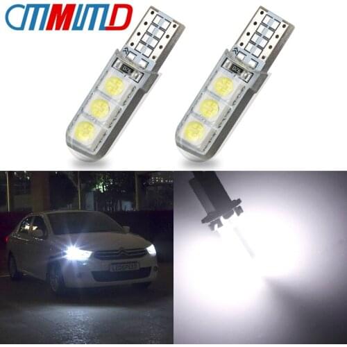2 PCS T10 LEDs 194 W5W 6 SMD 5050 LED Auto Interior lamp Silica Auto Trunk Lights Interior Dome Reading Door Lamp Bulb DC 12V