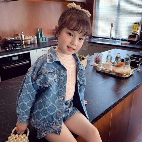 2021 New Fashion Girls Clothes Sets Kids Denim Jakcet + Short Jeans Pants 1-11Years Children Toddler Baby Girl 2 Pieces Clothing