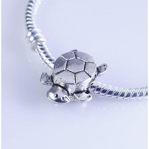 Wholesale 25pcs silver plated Tortoise beads Big Hole Beads Fit style European Bracelet hole 4.5mm