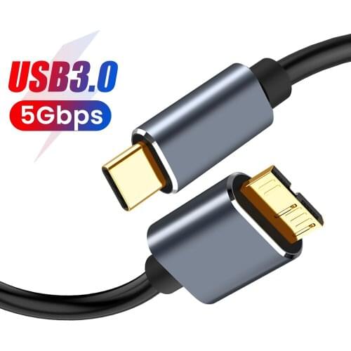 3A USB 3.0 Type C To Micro B Cable 5Gbps Fast Data Sync Cord Adapter Disk Data Cable For Laptop Computer Hard Drive 0.5/1/1.5/2m
