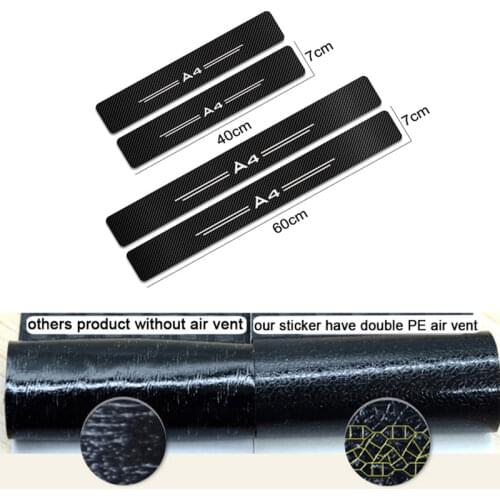 4PCS Welcome Pedal Carbon Fiber Protection Sticker for Audi A4 B5 B6 Threshold Anti-scratch Strip Anti-kick Protection Sticker