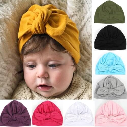 BalleenShiny Baby Hats Warm For Infant baby Boys Girls Knotted Hood Rabbit Ear Bowknot Hats Turban Head Accessories