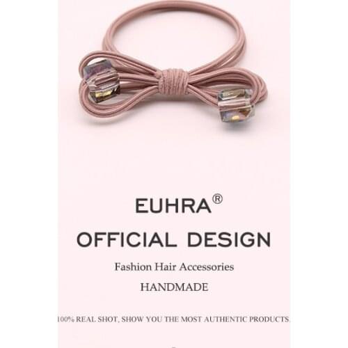 Euhra 8 Colors Elastic Hair Bands Candy Color Headwear For Girls and Women Square Crystal Hair Accessories Hairband