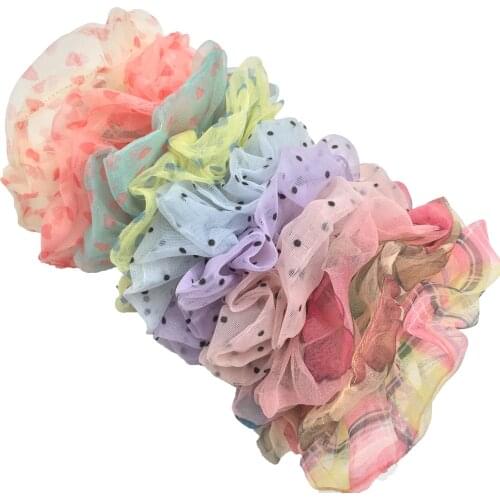 Elastic Hair Rubber Bands for Women Scrunchies Bulk Accessories Headwear Ties Tie Dye Color Chiffon Satin Organza Girls 6pcs/lot