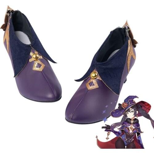 Game Genshin Impact Keqing Liyue SevenStar shoes Low heel leather cosplay Accessories props shoes