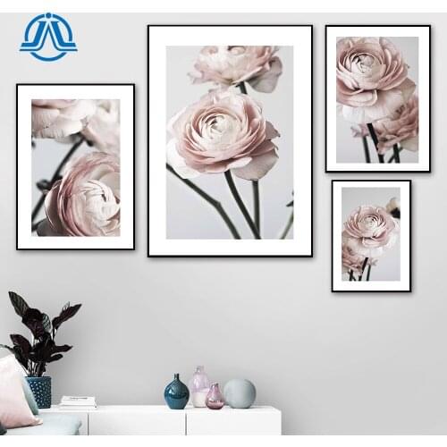 Nordic Style Canvas Painting Pink Flower Posters And Prints Minimalist Wall Art Modern Picture For Living Room On The Wall Decor