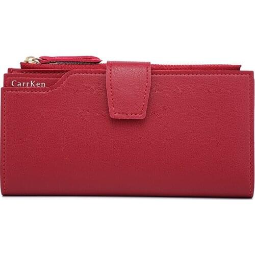 2020 New Fashion Women Wallet Soft PU Leather Zipper Wallet Long Womens Clutch Wallet Female Designer Coin Card Purse Black