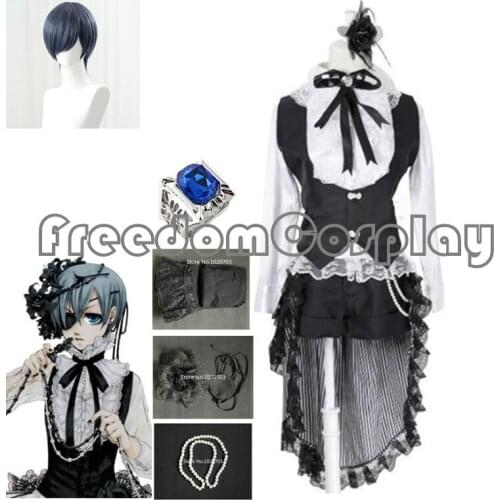 Black Butler Ciel Phantomhive Cosplay Costume with ring Stockings