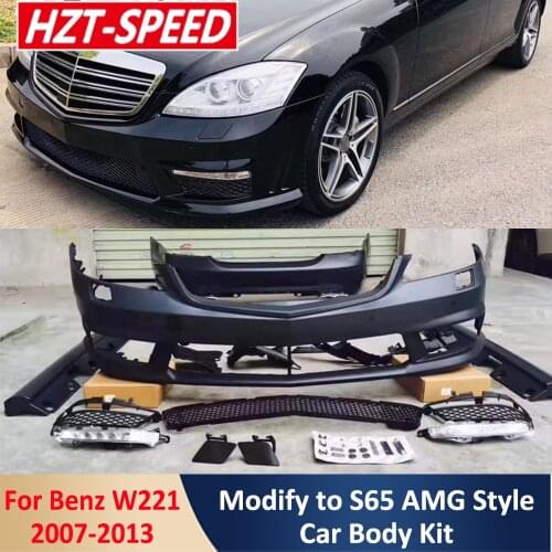 W221 Modify to S65 AMG Style Car Body Kit Unpainted PP Material Front Rear Bumper Side Skirts Grille For Benz W221 S Class 07-13