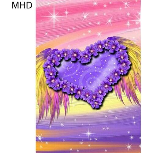 MHD full square DIY 5D diamond painting cross stitch heart pattern embroidery wall stickers artist home decoration kit