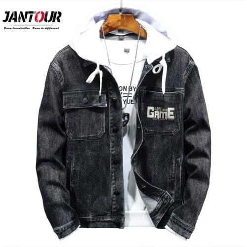 2020 Denim Jacket Men Letter Print game Hommes Veste Retro Fashion Turn-Down Collar Thick Ropa Hombre Hip Hop Coat Big Size 4XL