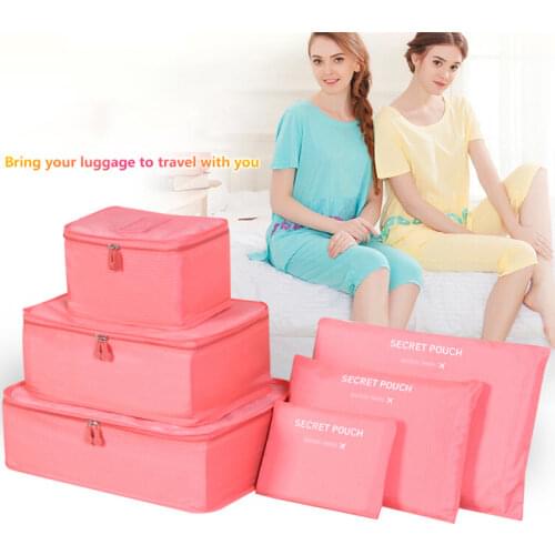 6PCS Travel Storage Bag Set For Clothes Tidy Organizer Wardrobe Suitcase Pouch Travel Organizer Bag Case Shoes Packing Cube Bag