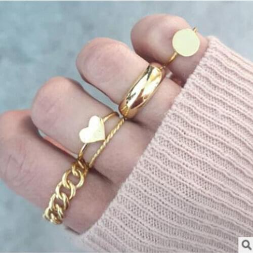 Yobest Fashion Crystal Sun Pearl Rings Set for Women Gold Color Geometric Heart Knuckle Finger Rings Female 2021 Jewelry Anillos
