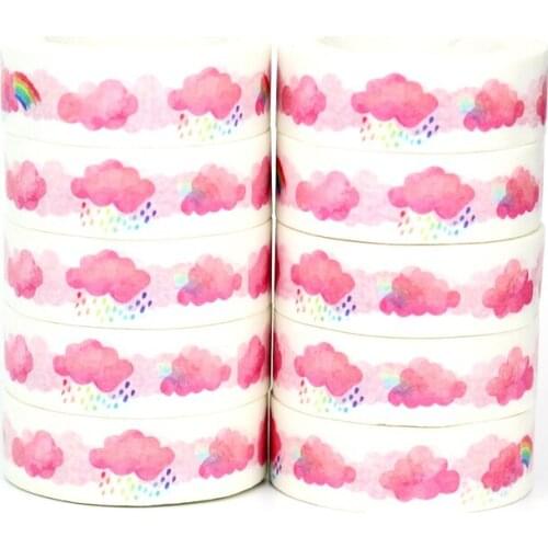 NEW 10pcs/Lot Decorative Cute Pink Clouds and Rianbow Washi Tapes Japanese Bullet Journal Adhesive Masking Tape Papeleria