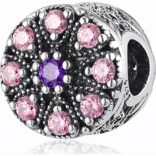 Authentic S925 Bead Dazzling Shimmering Medallion Charm fit Lady Bracelet Bangle For Women DIY Jewelry