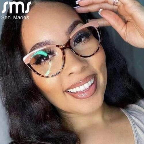 TR90 Cat Eye Anti Blue Light Blocking Optical Eyebrow Glasses Frames Men Women Spring Leg Fashion Computer Eyeglasses Shades