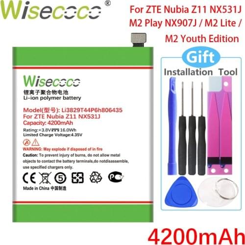 WISECOCO 4200mAh Li3829T44P6h806435 Battery For ZTE Nubia Z11 NX531J Phone In Stock High Quality