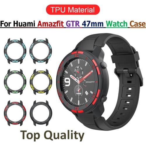 For Huami Amazfit GTR 47mm Watch Band Bracelet TPU Case Glass Screen Protector Film Frame for Amazfit GTR Cover Protective Shell