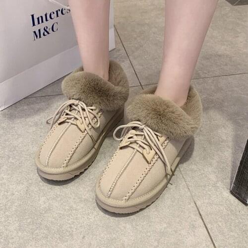 Women Flock Riband Plush Warm Loafer Shoes Casual Sweet Slip on Flats Shoes warm cotton shoes Round Toe Fashion Furry Loafers