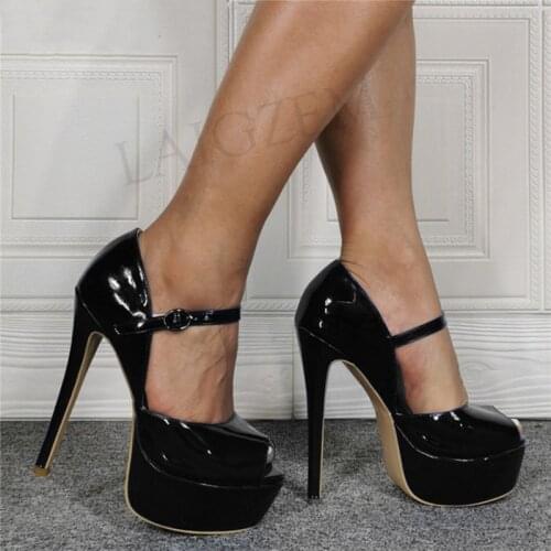 SEIIHEM Women Platform Pumps Mary Janes Peep Toe High Heels Sandals Shoes Woman Ladies Scarpe Donna Big Size 43 44 46 47 50 52