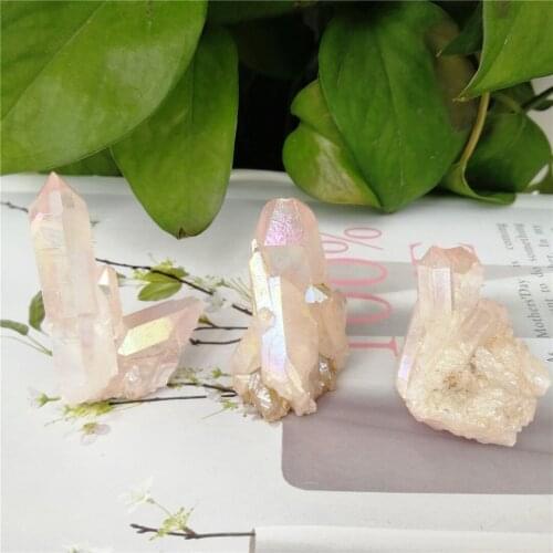1pc natural rose angel aura crystal cluster electroplating Titanium coating quartz cluster stone Healing