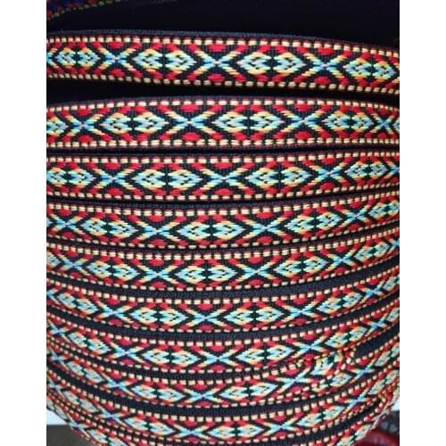 20yards/lot wide about 1.3CM Woven Jacquard Ribbon geometric design black background for clothing accessory ZH-0232