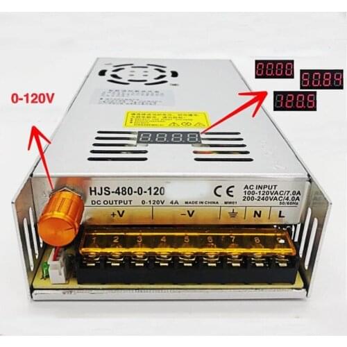 480W 4A 0-120V Adjustable Switching Power Supply HJS-480-0-120 DC voltage regulated SMPS with Digital Display 110/220VAC