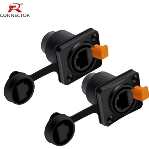 50pcs 8P8C RJ45 Waterproof Connector Female Panel Mount Sockets RJ45 Ethernet Connector IP65 Straight RJ45 Type