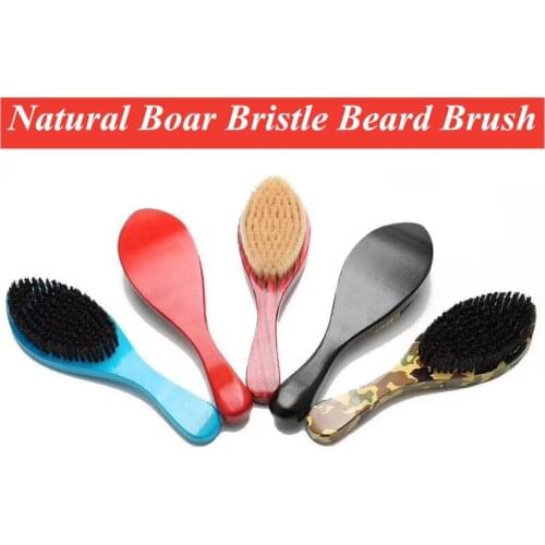 7 Colors Natural Boar Bristle Beard Brush Long Curved Beard Brush Modeling Shaving Brush Beard Wooden Shaving Comb Male G0224