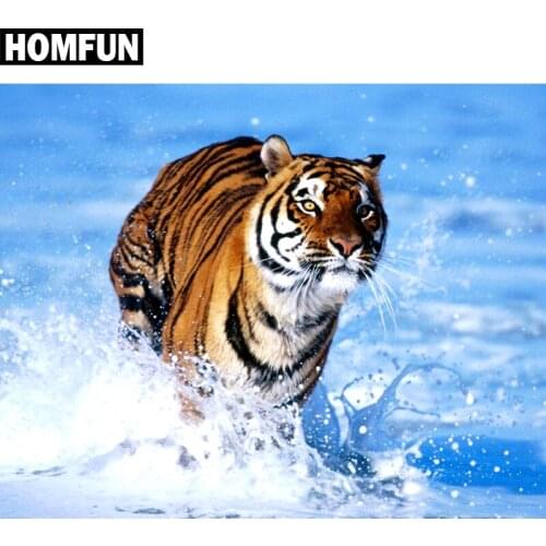 HOMFUN Full Square/Round Drill 5D DIY Diamond Painting "Animal tiger (1)" Embroidery Cross Stitch 5D Home Decor Gift