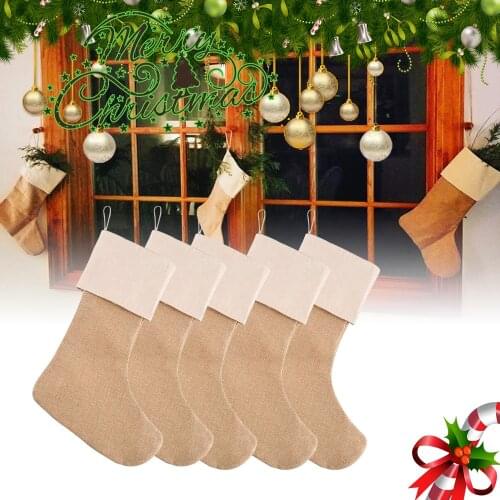 Large Burlap Christmas Stockings Jute Xmas Stocking Plain Fireplace Decor Decoration Sock Christmas Tree Ornaments