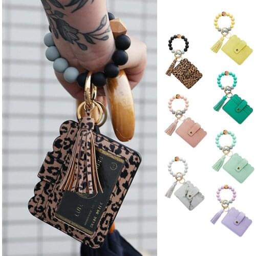 Keychain Bracelet Wallet Keyfobs Wristlet Waterproof PU Tassel Card Case Silicone Keyring Multifunctional Key Chains Practical