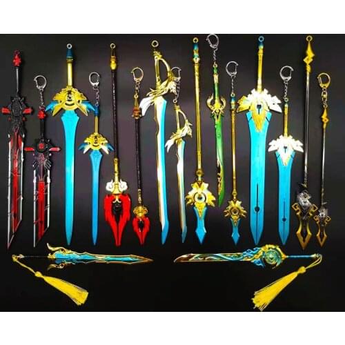 Genshin Impact Keychain 21/22/30cm Anime Game Metal Ornament Toy Model Key Pendant Key Chains
