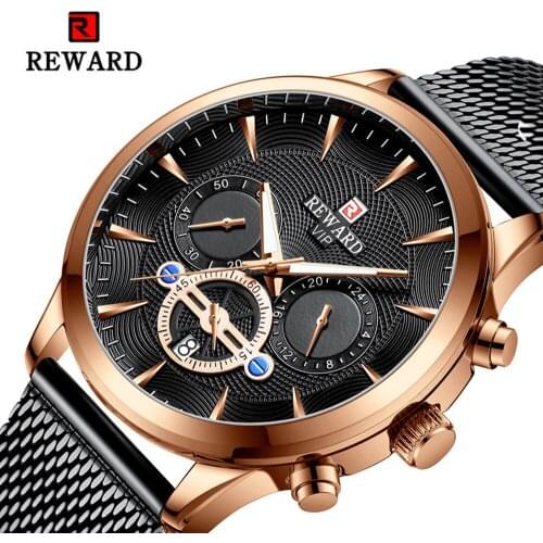 Watch Men REWARD Top Luxury Brand Gold Sport Waterproof Quartz Watches Mens Chronograph Date Male Clock relogios masculino