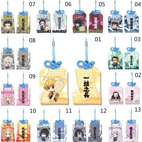 Demon Slayer Kimetsu no Yaiba Kamado Tanjirou Nezuko Cosplay New Year Good Luck Amulet Pray Bell Pendant Decor Gift
