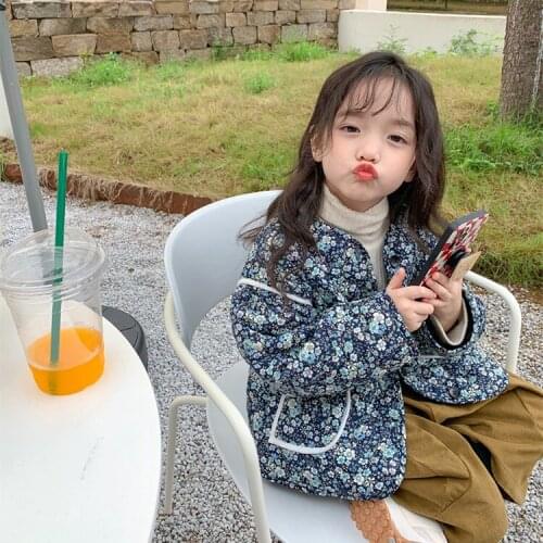 2021 new style girls boys printed coat autumn cotton fashion full sleeve kids jacket 2-8 years