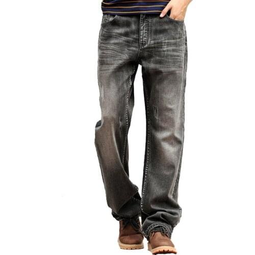 Mens jeans Stretch Loose Straight Casual pants Mens Fashion Large size Long pants More Size 29-38 40 42