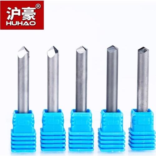 HUHAO 1pc 6mm 6 Edge CNC Router End Mill Diamond PCD Cutter Tools Stone Marble Granite Cutting Engraving Bits 70 90 120 Degree