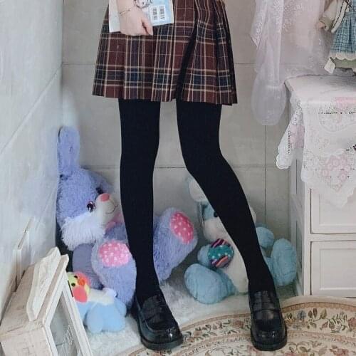 Spring Autumn Women Pantynose Lolita Kawaii Solid Black White Pantyhose Cosplay JK Uniform High Waist TIGHT Pants Long Sotkcing