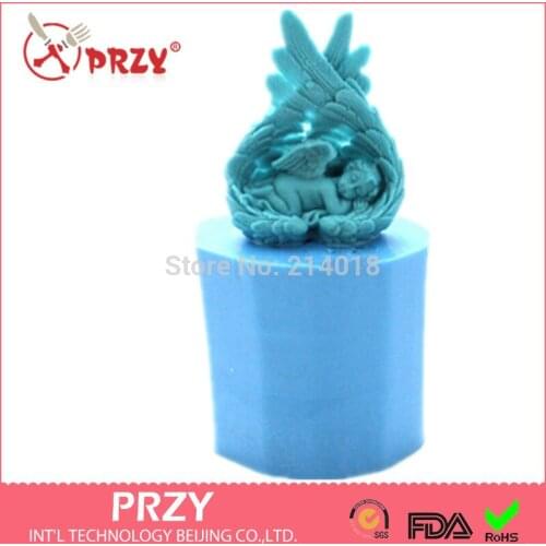 Hot sale Sleeping baby angel modelling silicone soap mold fondant Cake decoration mold Angel wings Handmade soap mold