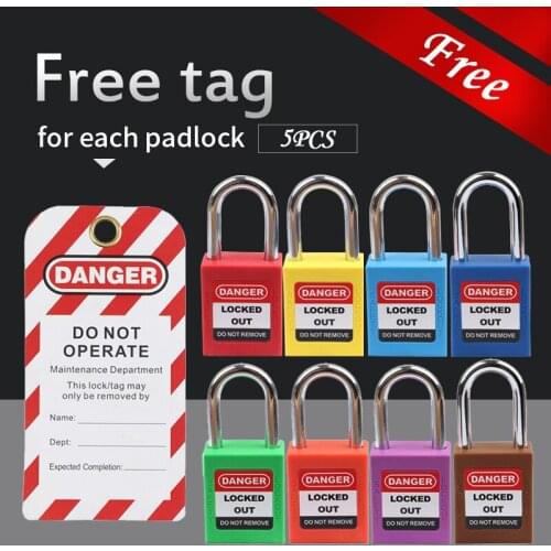 Lockey Free tag 5pcs 38mm Steel Shackle Safety Padlock